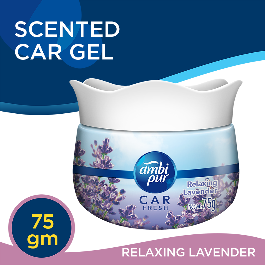 Ambi Pur Car Freshener Gel Pack of 3 – 75g each Refreshing Lemon , Relaxing  Lavender , Romantic Rose
