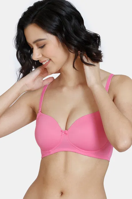 Buy Zivame Beautiful Basics Double Layered Non Wired Full Coverage Slip-On  Bra - Ibis Rose Online at Best Prices in India - JioMart.