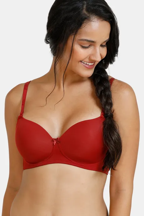 Zivame Beautiful Basics Padded Non Wired 3/4th Coverage T-Shirt Bra –  Sundried Tomato – Crazy D India