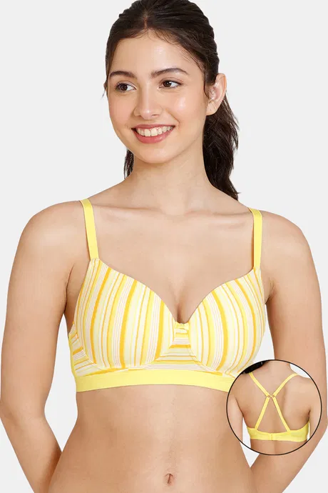 Zivame Woodstock Mood Padded Non Wired 3/4th Coverage T-Shirt Bra - Maize
